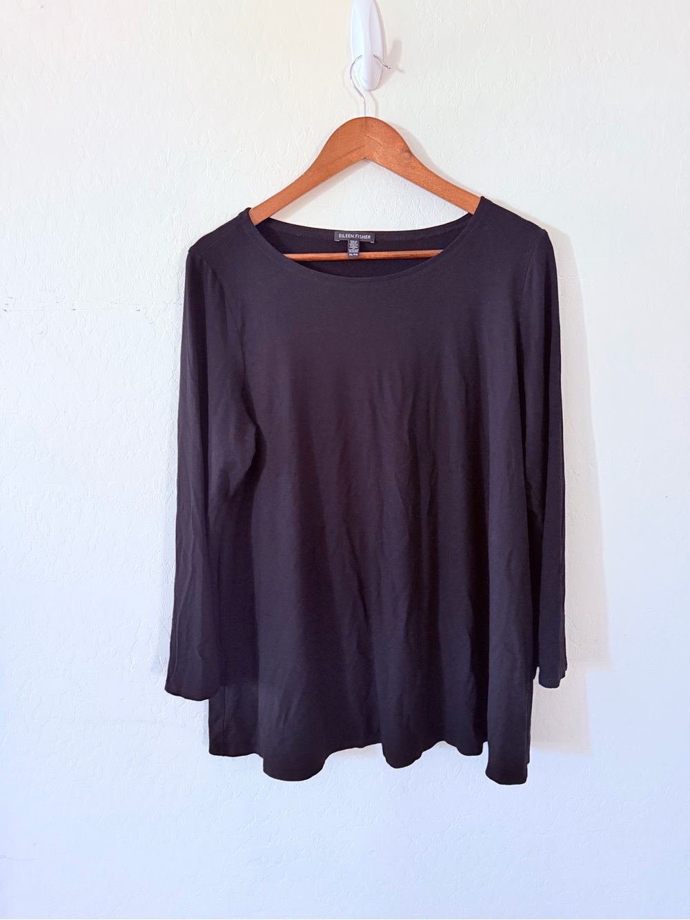 Eileen Fisher Black Long Sleeve Tunic Top Women’s Size XL Minimalist